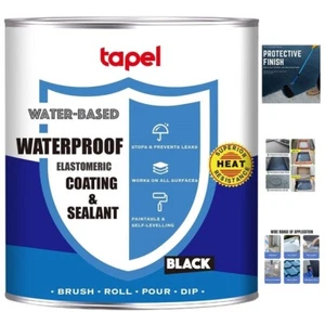 Liquid Rubber Waterproof Sealant Black 35 Oz Roof Leak Sealant Paint & Coating - Picture 1 of 7