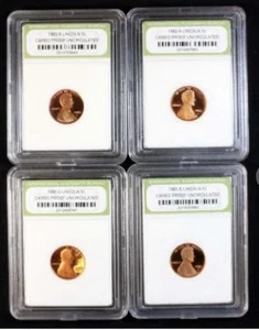Monete Slabbed Set 4 del 1980 S 1981 S 1982 S & 1983 S Cameo Gemma Proof Lincoln - Foto 1 di 2