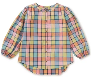 TEA COLLECTION Plaid L/S Button-Up Tunic - Multi-Color - NWT Girls 7 - Picture 1 of 3