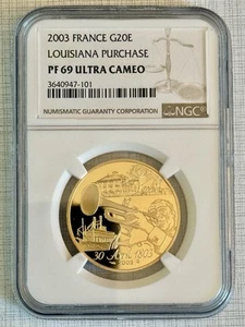 France 2003 Louisiana Purchase 20 Euro Gold NGC PF69 ULTRA CAMEO SKU# 1838 - Picture 1 of 2