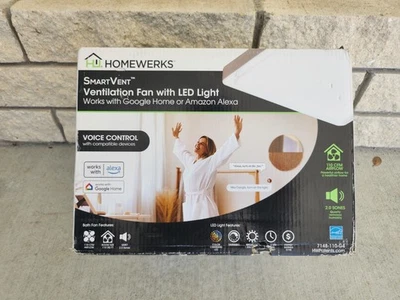 Ventilador de ventilación de baño Homewerks SmartVent con luz LED 110-CFM control por voz  Foto 1 de 4