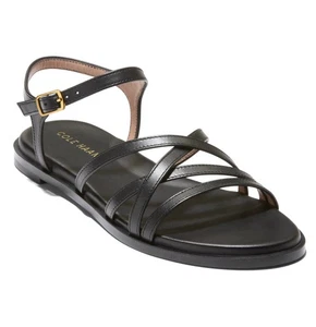 NUEVA COLE HAAN Mujer Flynn Correa al Tobillo Cuero Sandalia Plana EE. UU. 7 B Negra (W32564) - Imagen 1 de 23