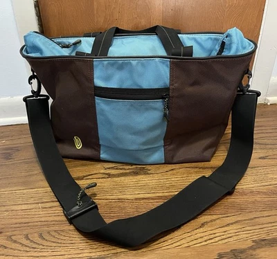 Timbuk2 Macy Cargo Tote Brown Blue Heavy Duty Double Handle Zip Top Travel Strap - Image 1 of 4