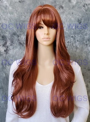 超长直发大卷发小贴士 Bangs 全假发 红色 Auburn EVAE 130 — 第 1/4 张图片