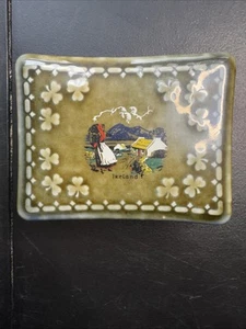 Vintage Wade Co. Irish Porcelain Mountain Scene Cigarette Trinket Box Shamrocks - Picture 1 of 7