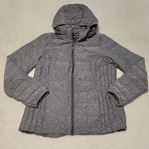 Heatkeep Down Puffer Jacket Size M Gray Insulated Full Zip Hooded Packable - Picture 1 of 7