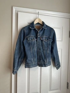 Vintage Levis 70506 Jacket Youth 16 Blue Denim Trucker Distressed 90s USA - Picture 1 of 12
