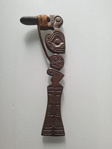 herminette Maohi Bois tiki Sculpture polynésie Iles Du Pacifique, Art Oceanien - Photo 1 sur 10