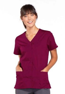 Cherokee Women's,  V-Neck Scrubs Shirt, Wine, Size: XXXXX-Large - Image 1 of 4