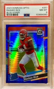 Rashee Rice 2023 PRIZM Donruss Optic Rated Rookie Blue Hyper #257 PSA Grade 8 - Bild 1 von 1