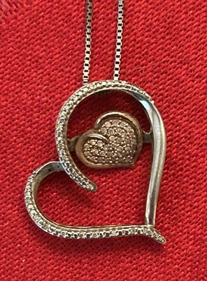 Collar corazón diamantes sello Kay Jewelers plata de ley y oro rosa de 10 quilates  Foto 1 de 4