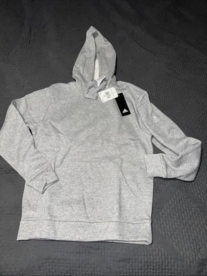 Adidas Fleece Hoodie Mens Size X-Large Light Gray /White Logo New Tags - Image 1 of 4