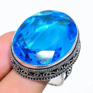 Tanzanite Quartz Gemstone 925 Silver Handmade Jewelry Ring Size 9 - Picture 1 of 3