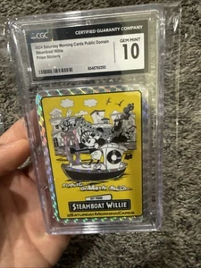 Saturday Morning Cards, SMC Steamboat Willie Prism Sticker CGC 10 - Picture 1 of 1