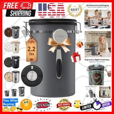 Bote de café, 39 OZ grande, hermético contenedor de almacenamiento de alimentos de acero inoxidable... Foto 1 de 4