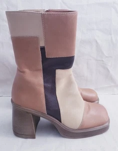 STEVE MADDEN Fantasie Platform Bootie Patch Tan Leather Women's Size 9M - Picture 1 of 10