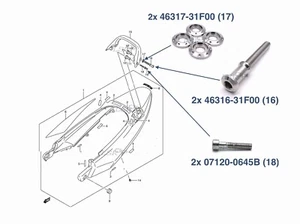 Suzuki GSX650F Stainless steel rear grab rail fairing hook bolts 46316-31F00 - Picture 1 of 6