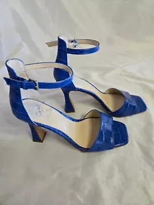 Vince Camuto blu stampa serpente punta quadrata aperta tacco 36,5 US 6,5 - Foto 1 di 9