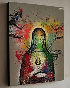 Holy Mary Pollock 's style Abstract Painting w/COA -Framed Canvas 40X30cm signed - Picture 1 of 2