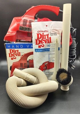 Vtg. Dirt Devil Hand Vac 103 Handheld Vacuum w/ Attachments Kit Hose Brush Tools - Image 1 of 4