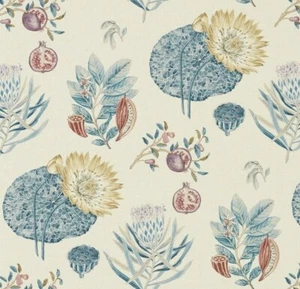 SANDERSON CURTAIN FABRIC DESIGN  "Lily bank" 2.6 METRES RUBY/INDIGO LINEN BLEND - Picture 1 of 10