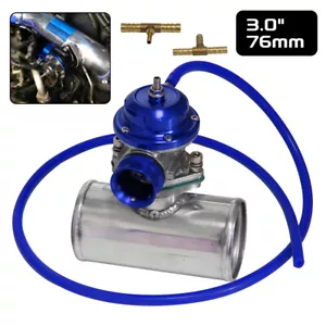 UNIVERSAL BILLET ALUMINIUM TYP-S TURBO BLOW OFF VENTIL BOV+3" FLANSCHROHR Blau - Picture 1 of 9
