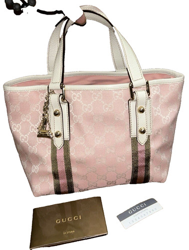 BORSA TOTE BAG GUCCI ROSA GG TELA E PELLE USATA MINI JOLICOEUR WEB