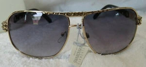 Swarovski Elements Kristalle bronzefarbene Sonnenbrille mit rauchfarbenen Gläsern Flieger - Bild 1 von 6