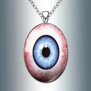 Collar colgante gótico mágico plateado vintage joyería ovalada bola del mal de ojo - Imagen 1 de 5