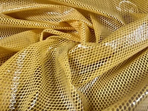 Plastic Coated Fishnet Waterproof Couture Fabric, Per Metre - Yellow - Picture 1 of 3
