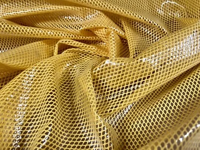 Plastic Coated Fishnet Waterproof Couture Fabric, Per Metre - Yellow - Image 1 of 3