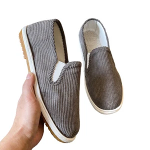 Men Chinese Kung Fu Shoes Rubber Sole Corduroy Handmade Beijing Shoes Casual - Picture 1 of 18