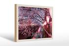 Holzschild Reise 30x20 cm Tokio Japan Kirschblüten Bäume Fluss Deko wooden sign