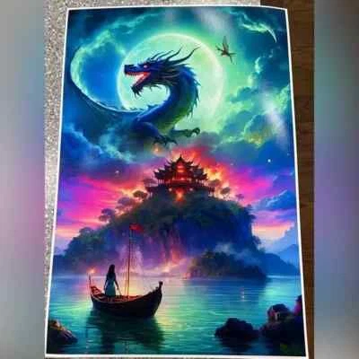 Impresión Dragon Sky 13” x 19” impresión en papel fotográfico de alta calidad listo para enmarcar Foto 1 de 4