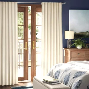 1 Pair 50"x63" Blackout Textured Plaid Curtain Panels Ivory - Threshold - Picture 1 of 11