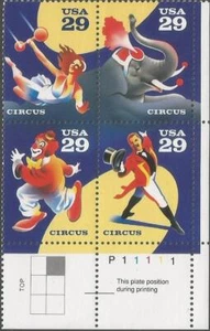 Plate Block of 4 stamps - Scott 2750-53 - 29 cent - Circus - 1993 - MNH - Picture 1 of 1