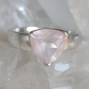Rosenquarz Heilstein Ring facettiert 925 Sterlingsilber Größe 62 Rarität R2044 - Bild 1 von 6