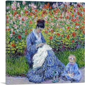 ARTCANVAS Madame Monet and Child Canvas Art Print by Claude Monet - Picture 1 of 11