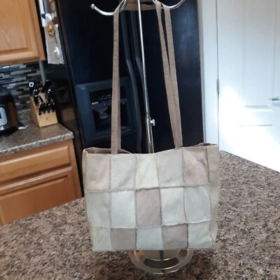 Chanel Shoulder Bag Beige Squares Suede Leather Patchwork Auth Card incl Sz Med  - Image 1 of 4