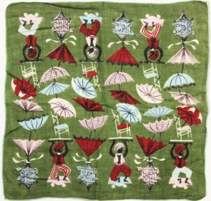 "Tammis Keefe Red & Blue 'Parasols' Pocket Square" - Picture 1 of 3