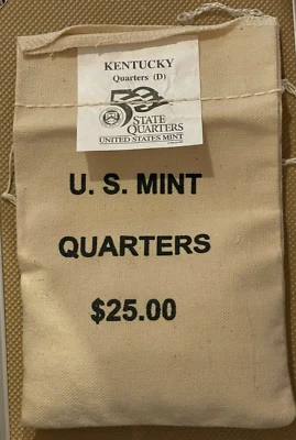 2001-D 25C Washington 50 States, Kentucky - Mint Sewn Bag - Free Shipping - Image 1 of 3
