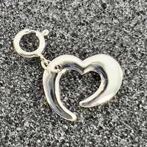 925 Sterling Silver Open Heart Clip On Charm Spring Ring Clasp - Picture 1 of 5