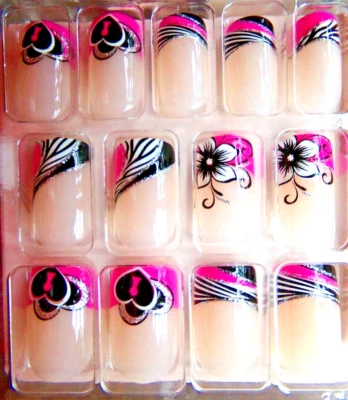 Broadway for Kiss Pink Heart Love Flower Nail Medium GLUE Valentine - Image 1 of 2