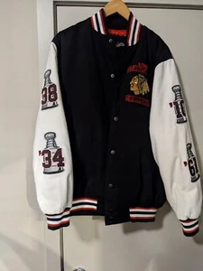 G- III SPORTS Carl Banks Chicago Blackhawks Stanley Cup Varsity Jacket - Picture 1 of 8