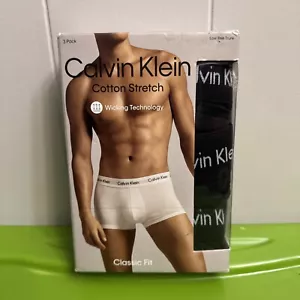 Calvin Klein Cotton Stretch Low Rise Trunk, Classic Fit, Black, 3 Pack, Size XXL - Picture 1 of 3
