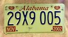 2002 Vintage Alabama License Plate, Tag, Heart Of Dixie! Elmore County..