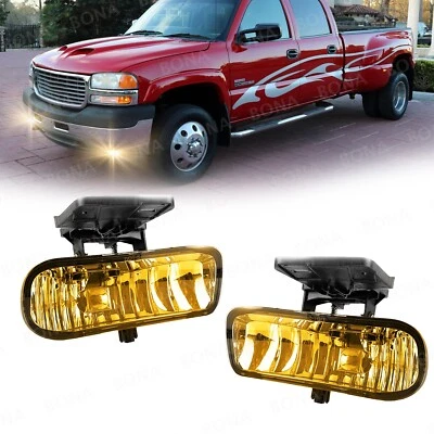 Yellow Fog Lights Lamps For GMC 1999-2002 Sierra 1500 2500 3500 2000-2006 Yukon - Image 1 of 4