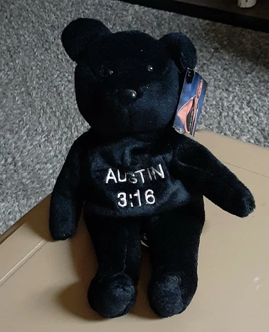 Vintage WWF WWE Attitude Bear Stone Cold Steve Austin Plush Beanie 3:16 Cover