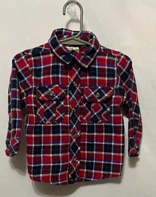crazy 8 baby boy 12-18 months cotton multicolor plaid flannel shirt holiday - Image 1 of 4