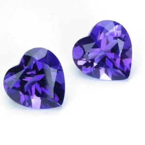3.01Cts Finest Natural Purple Amethyst 8mm Heart Matching Pair Loose Gemstones - Picture 1 of 3